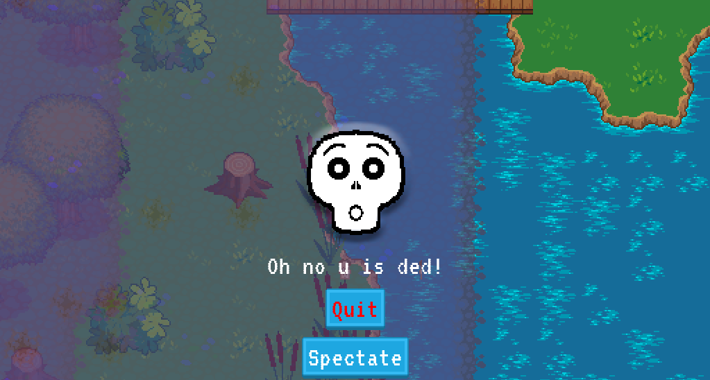 Screenshot of the death screen